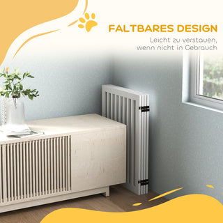 Trappegitter uden boring, foldbar sikkerhedsgitter, 4 dele, fritstående med 2 støttefødder, hvid, 81 cm