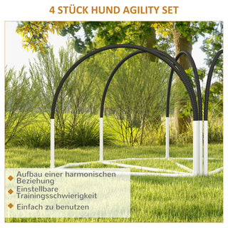 Agility-sæt til hunde, sæt med 4 hundetræningsstave med slalomstave, agilityudstyr til hunde med Oxford-bærepose, sort