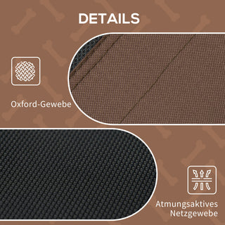 Kæledyrsseng med Baldakin, Forhøjet Hundeseng Udendørs, Åndbar, Taftstof, Kaffe, 122x92x108 cm, Ideel til Hunde