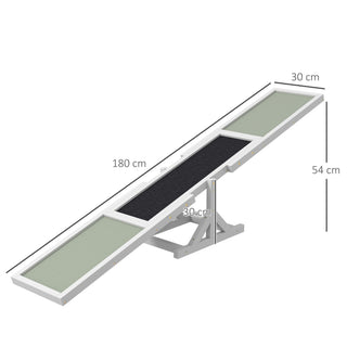 Hundesav, hundeagility-vippe af træ, skridsikker hundeagility-rampe til hunde under 30 kg, til balance, 180 x 30 x 30 cm hvid
