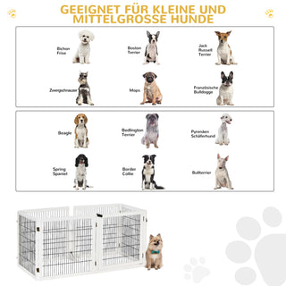 Hundegitter, Justerbart Sikkerhedsgitter med Fødder, 432 x 70 cm Træhundegitter, Sammenklappeligt Trappegitter, Hundebarriere til Trapper, Døre, Gang, 6 Paneler, Hvid