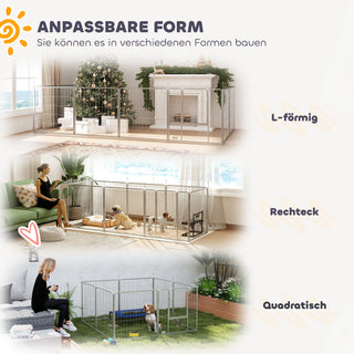 Dyrehegn, hundehegn, legeplads til kæledyr, fleksibelt justerbar, rustfrit stål