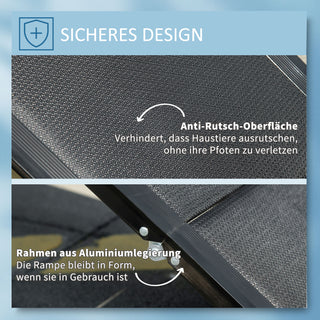 Kæledyrsrampe Hunderampe Sammenklappelig bilrampe, bagagerumsrampe i aluminium, skridsikker indstigningshjælp til biler, lastbiler og SUV'er, op til 40 kg, 158 x 43,5 cm