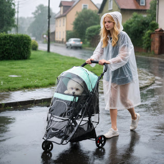 2 i 1 hundebørn med regnslag, foldbar til hunde og katte op til 10 kg, kattevogn med hynde, netvinduer, døre, opbevaringskurv, kattevogn, grøn